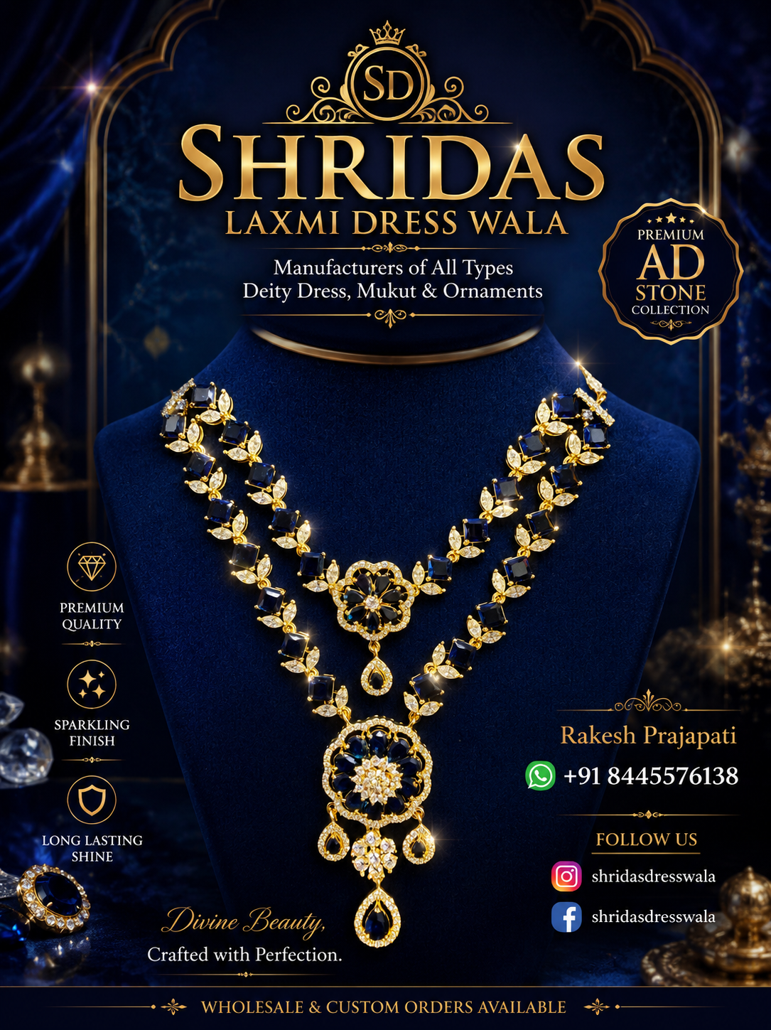 AD Stone Jewellery Silver Blue
