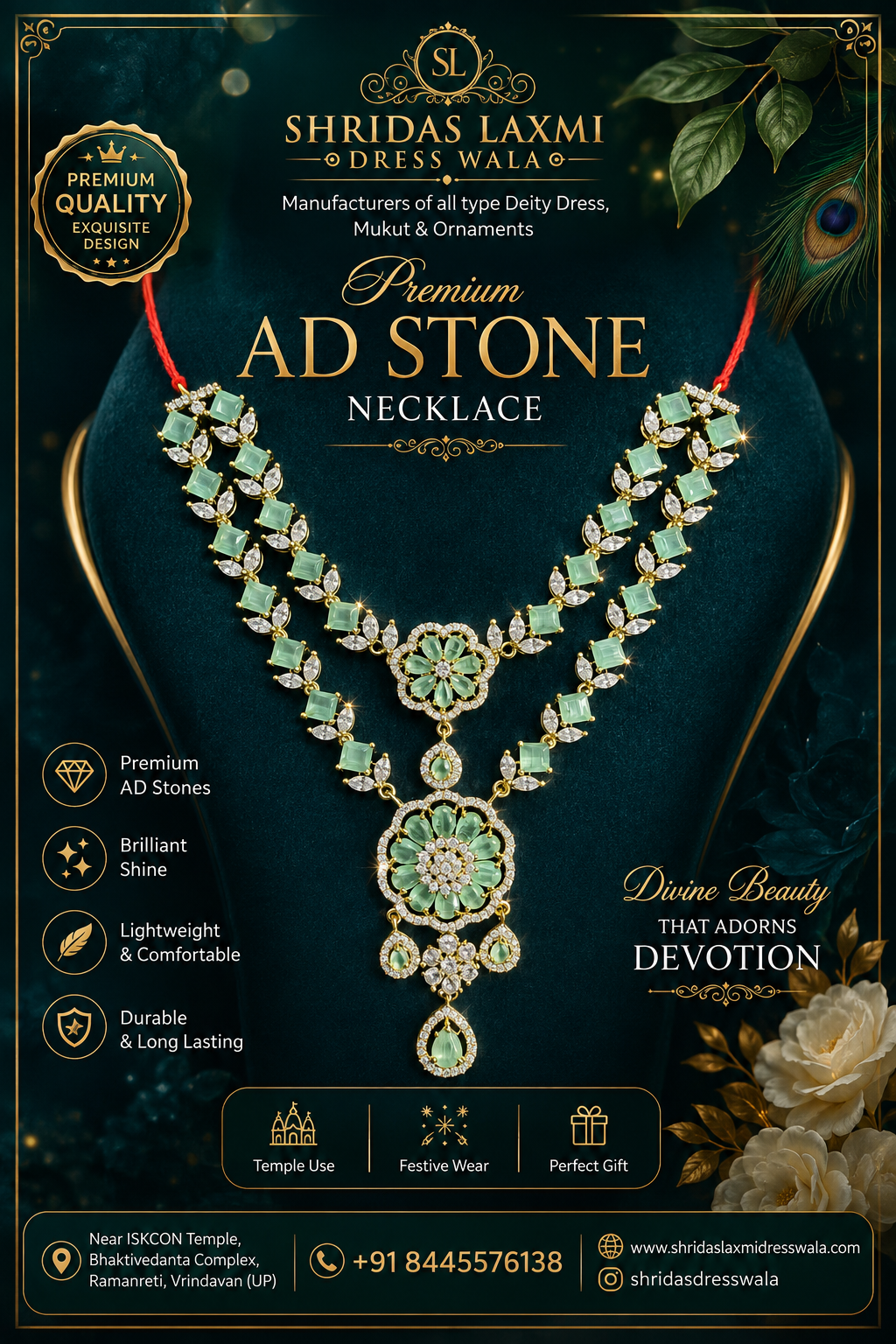 AD Stone Jewellery Silver Sea Green