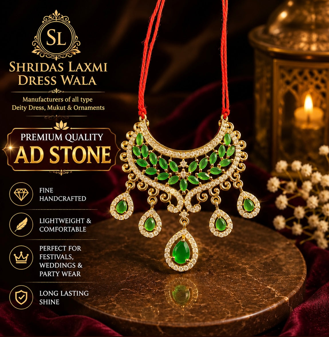 AD Stone Choker Green Golden