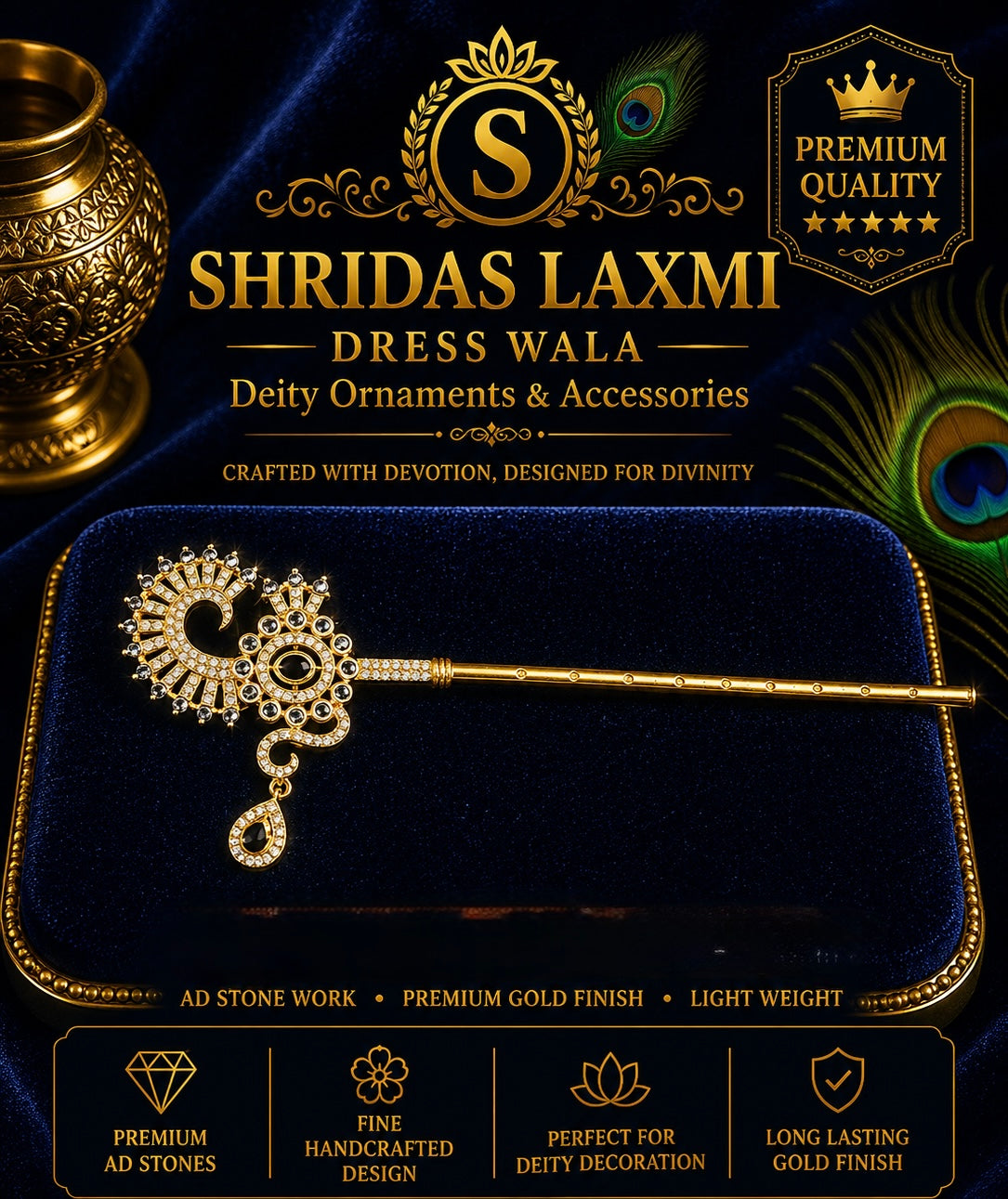 3”AD Stone Flute Golden Blue