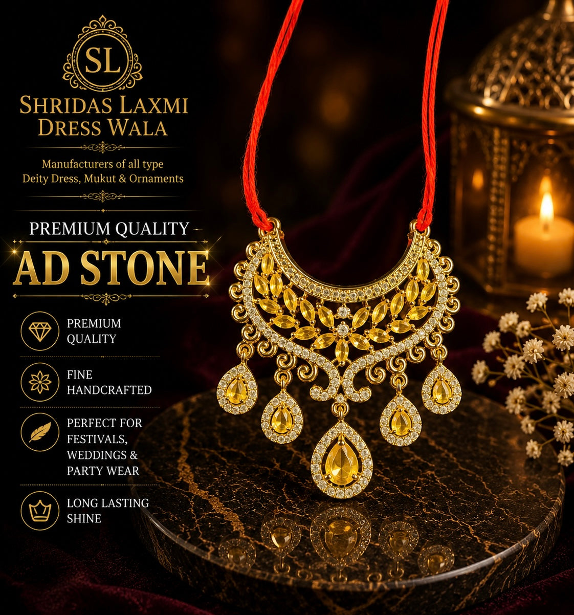 AD Stone Choker Yellow Golden