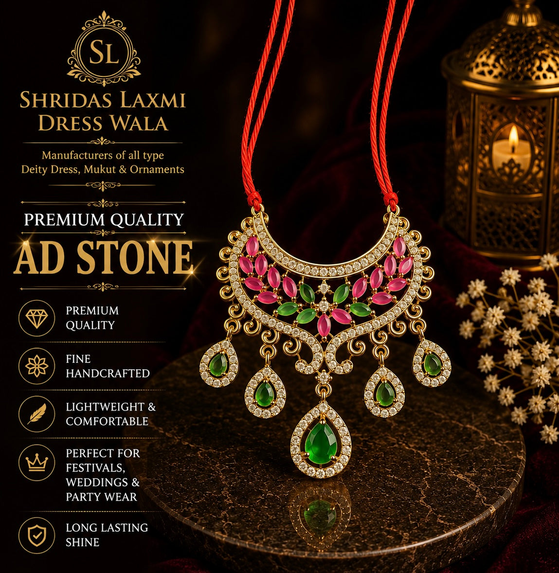 AD Stone Choker Multi Golden
