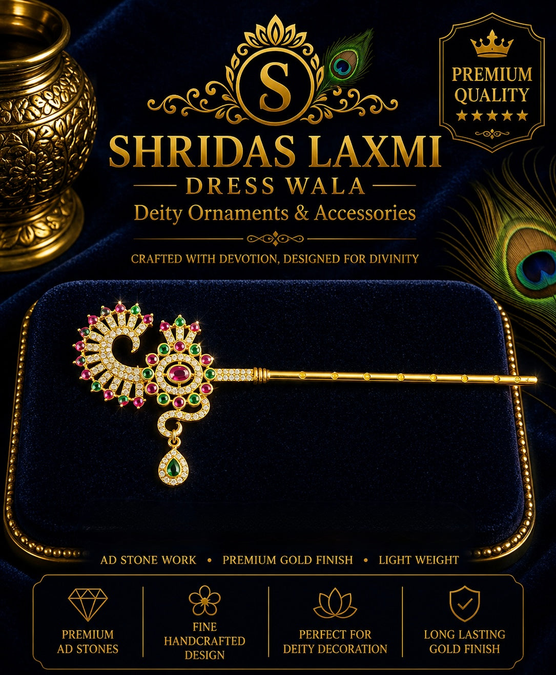 5”AD Stone Flute Golden Multi