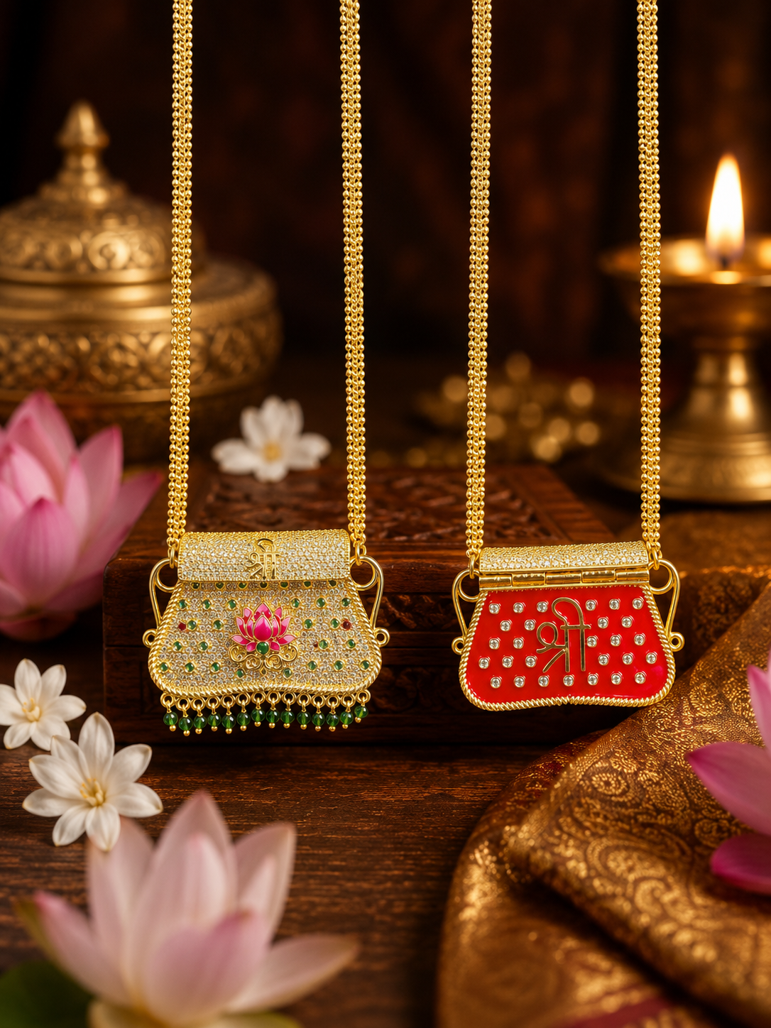 AD Stone Hands Bag Golden Pink