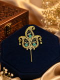 2.5”AD Stone Turban pins Blue+Sky Bule