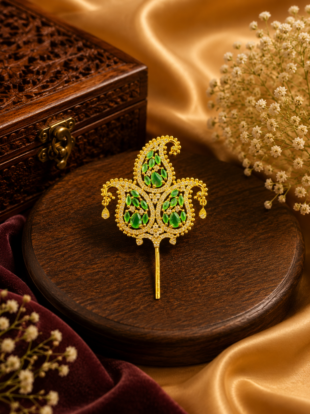 2”AD Stone Turban pins Green