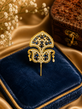AD Stone Turban Pins Blue Silver
