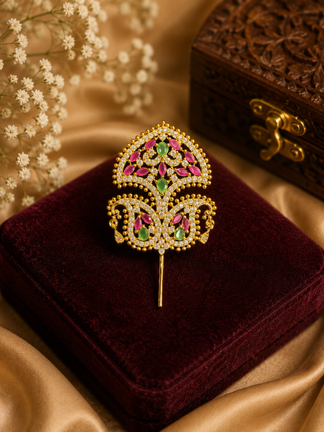 AD Stone Turban Pins Multi