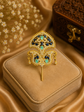 AD Stone Turban Pins Sky Blue +Blue
