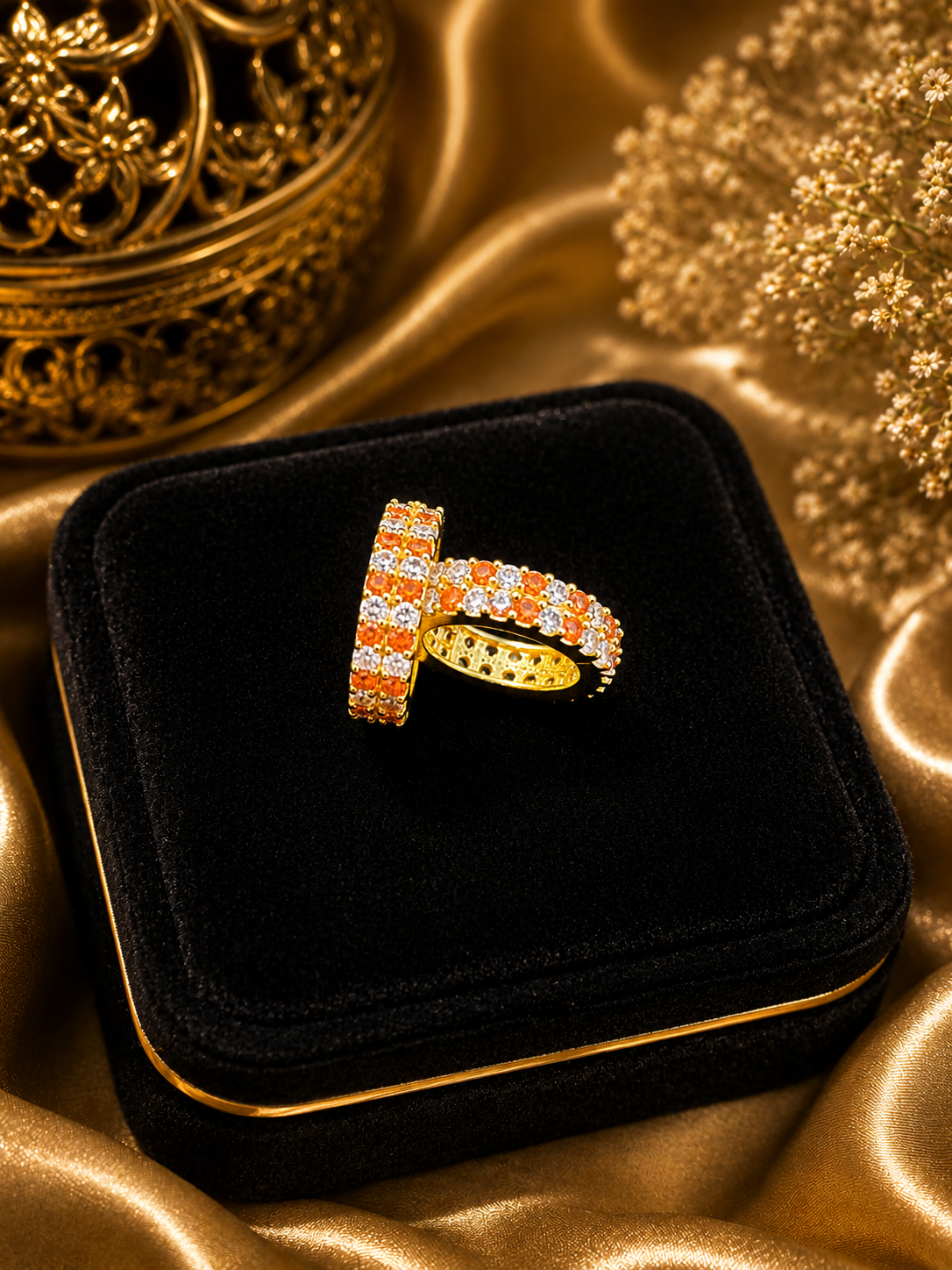 0.5”AD Stone Bangles Silver Orange