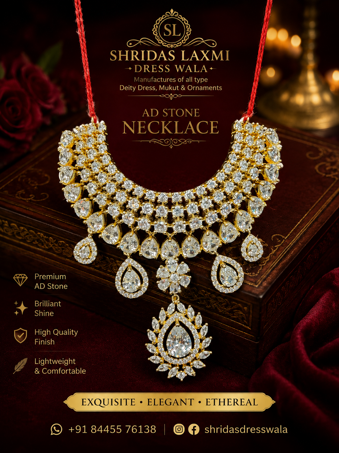 AD Stone Choker Golden Silver