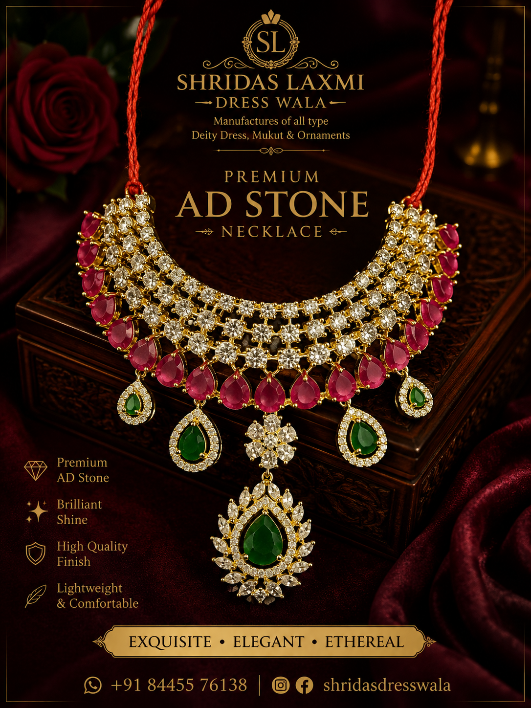 AD Stone Choker Golden Multi