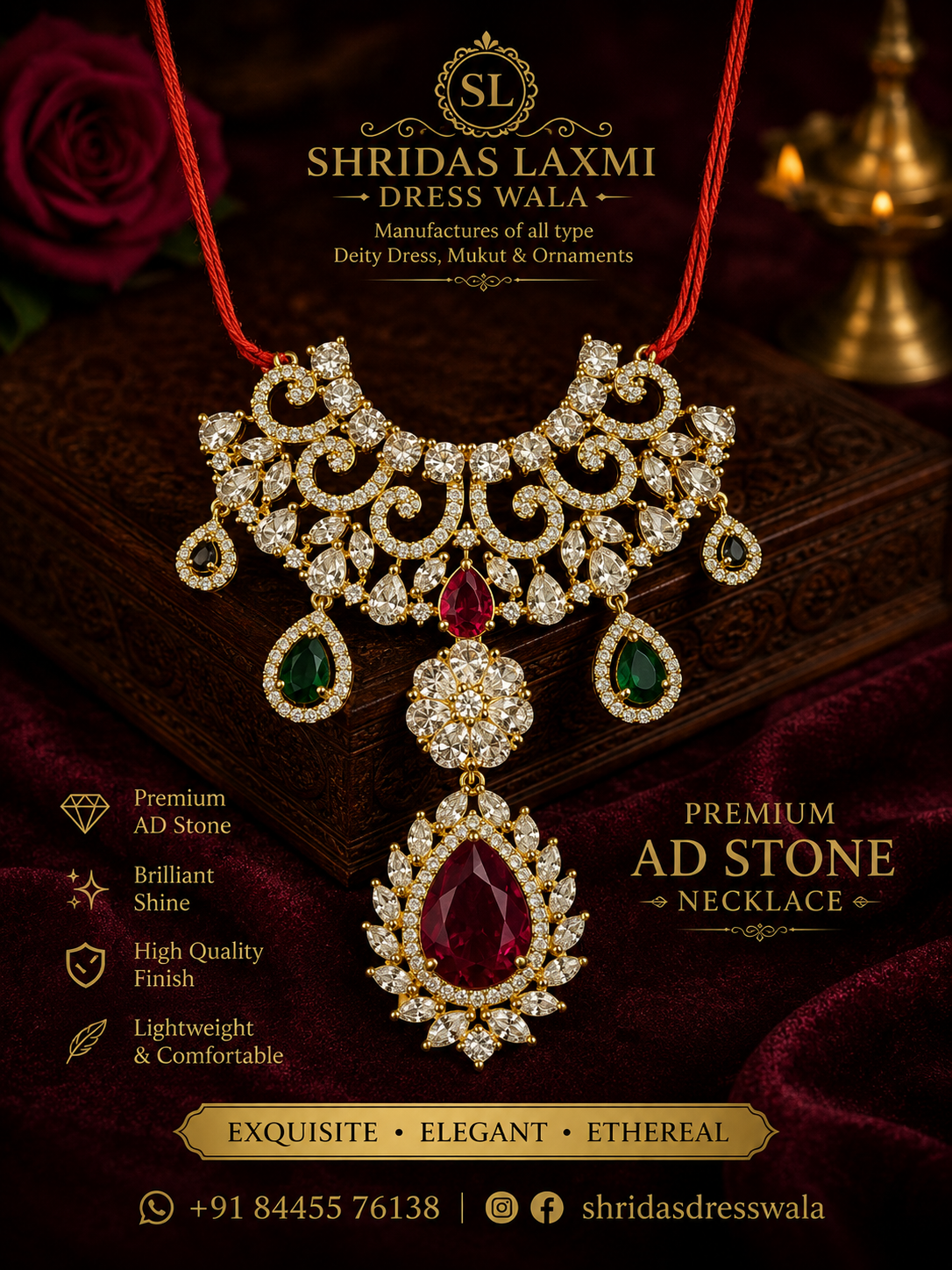AD Stone Choker Golden Multi