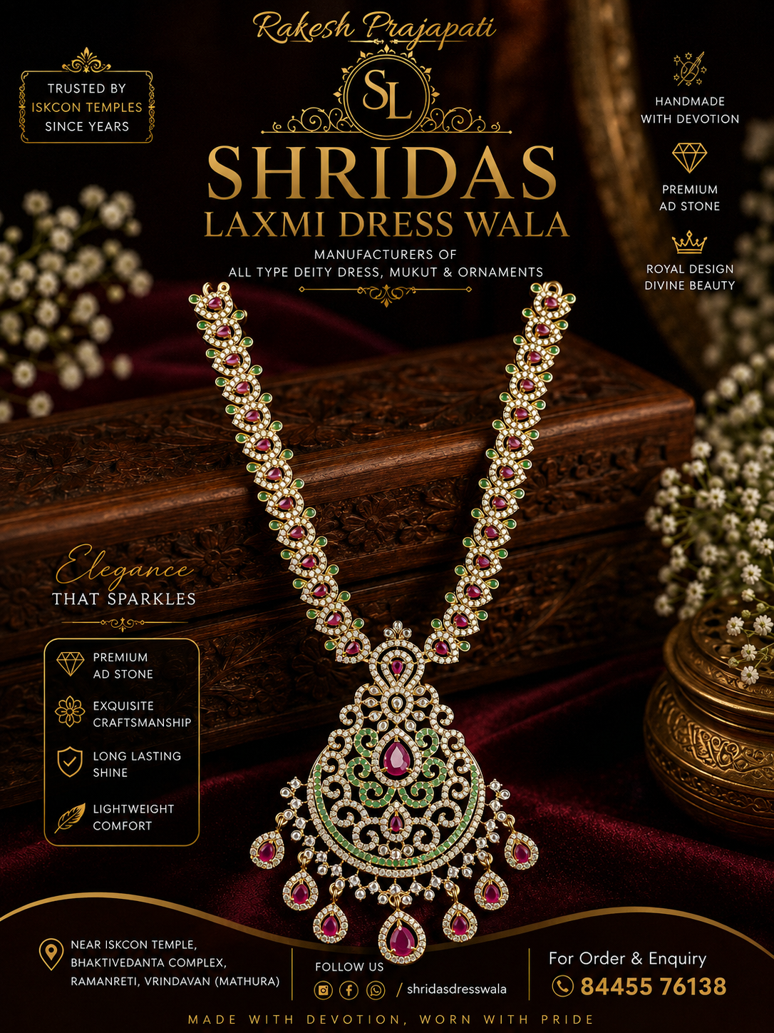 6”AD Stone Jewellery Golden Multi