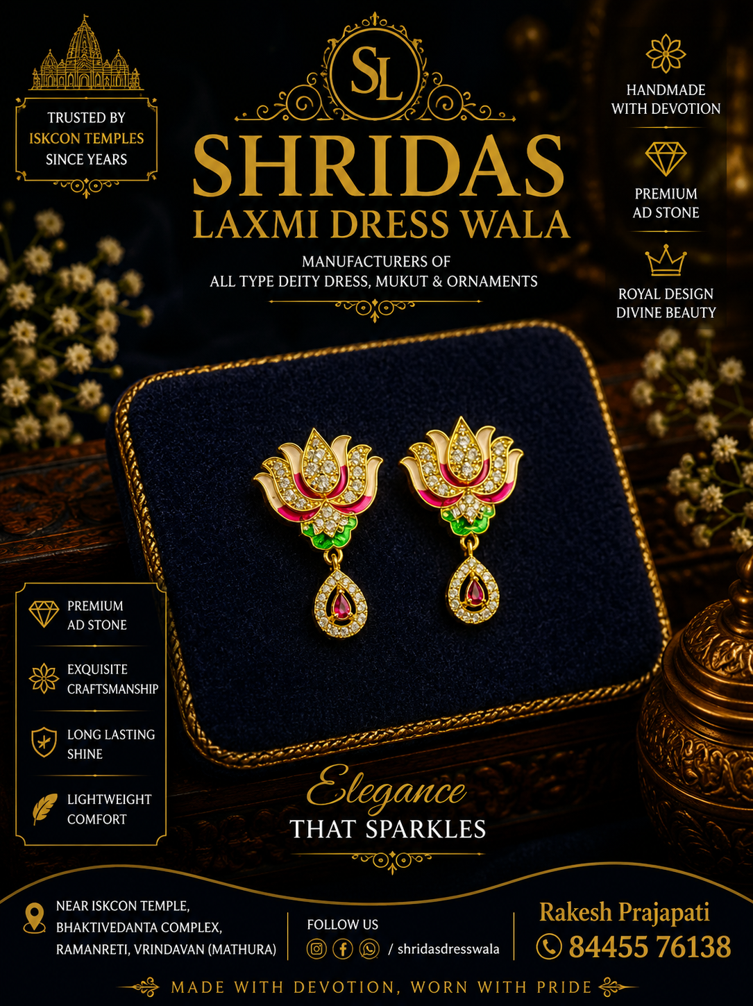 AD Stone Earrings Lotus