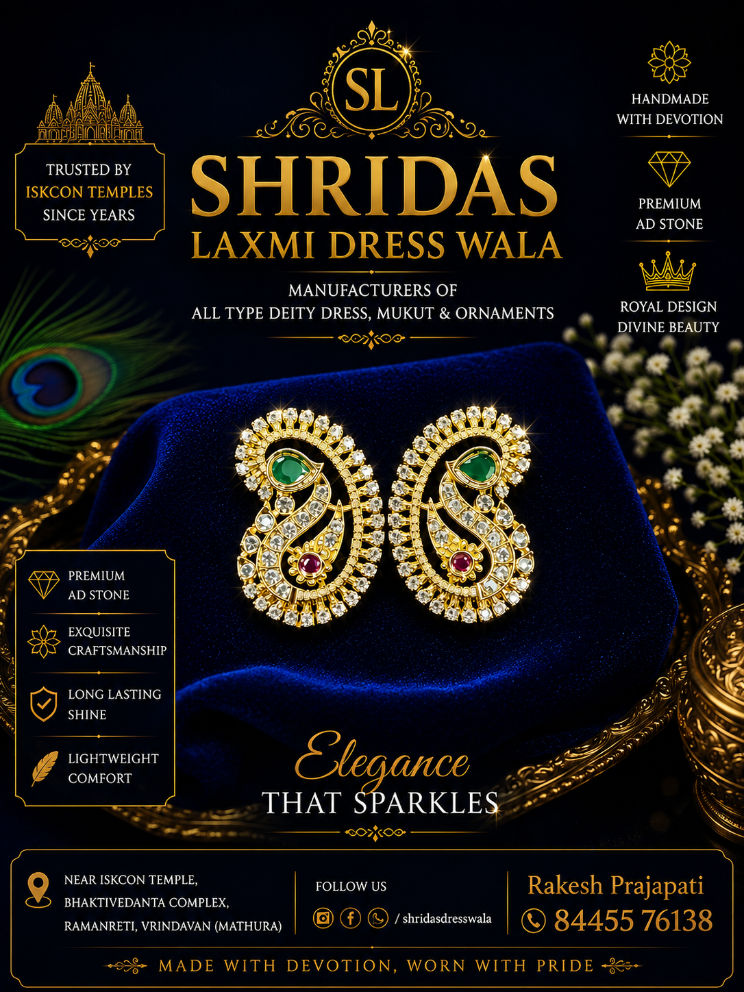 AD Stone Earrings Golden Multi