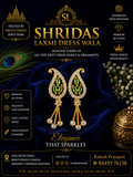AD Stone Earrings Golden Green