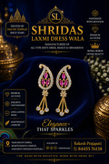 AD Stone Earrings Golden Pink