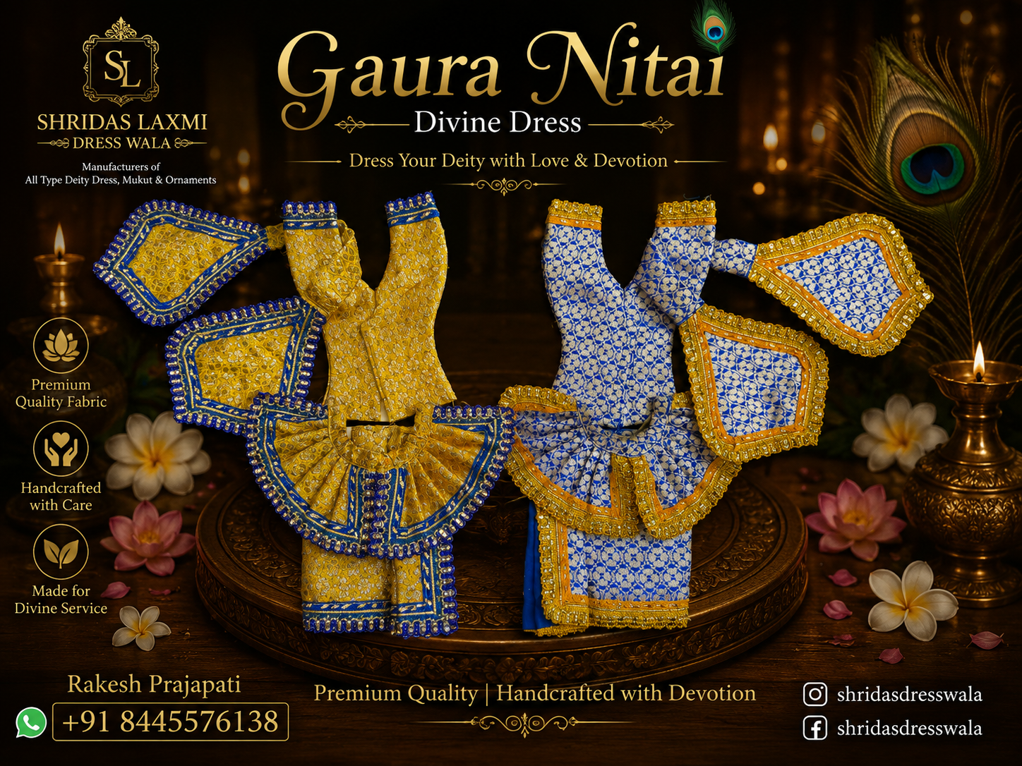 5”Gaur Nitai Dress Yellow Blue