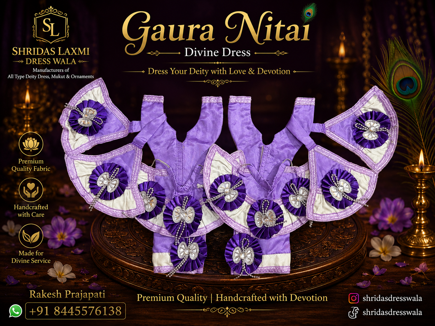 5”Gaur Nitai Dress White Purple