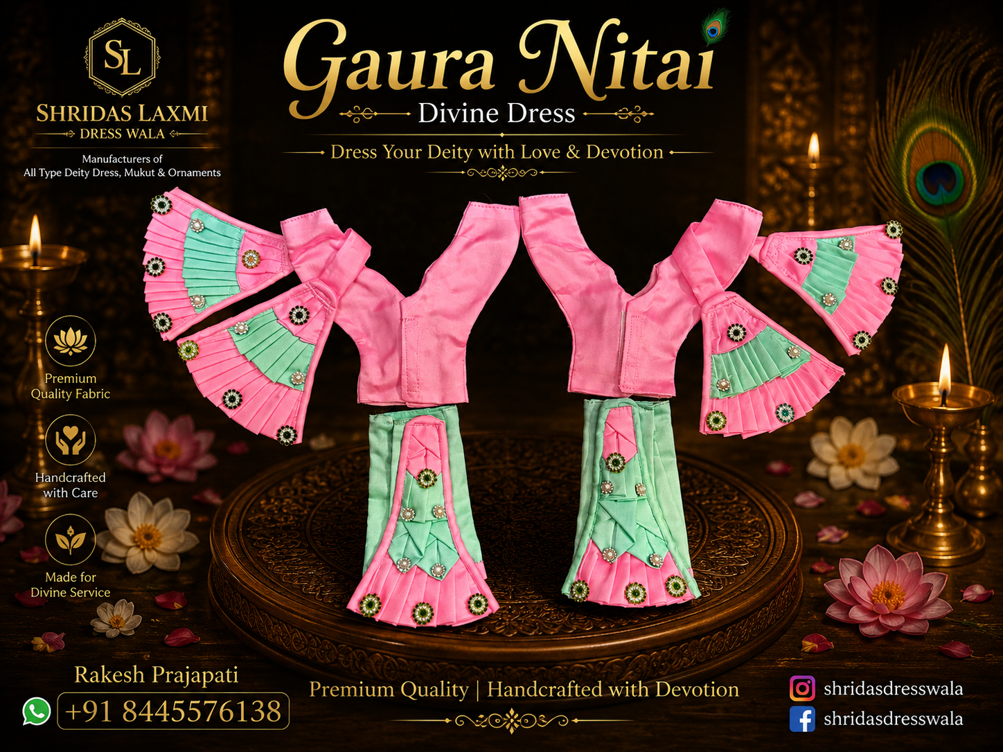 5”Gaur Nitai Dress Pink Green