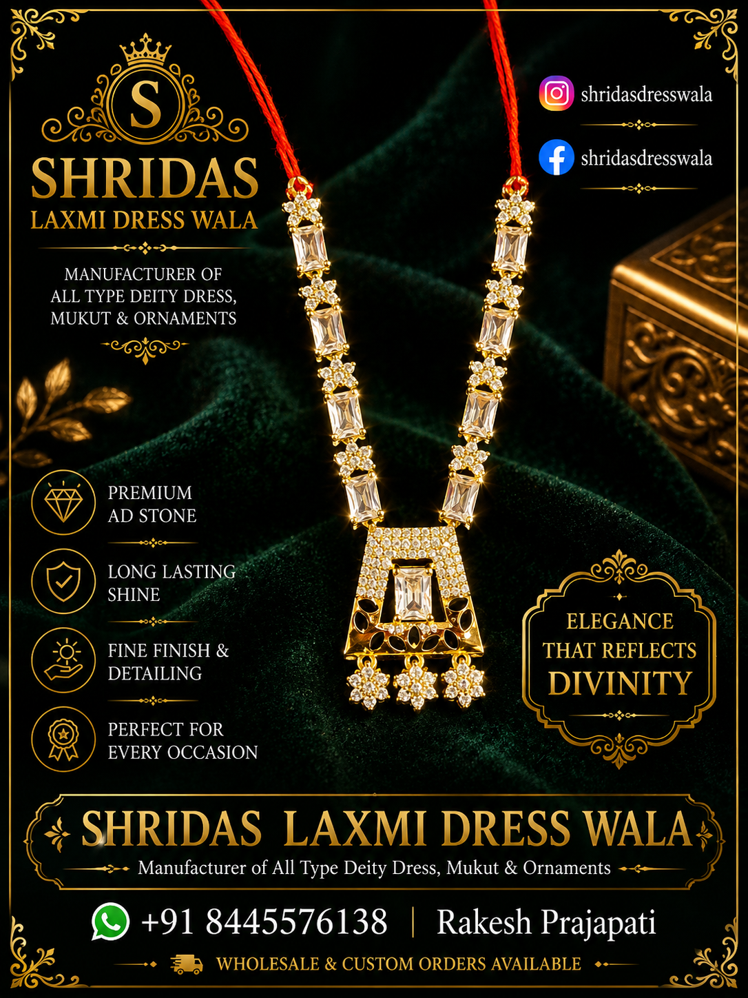 2.5”AD Stone Jewellery Golden Silver