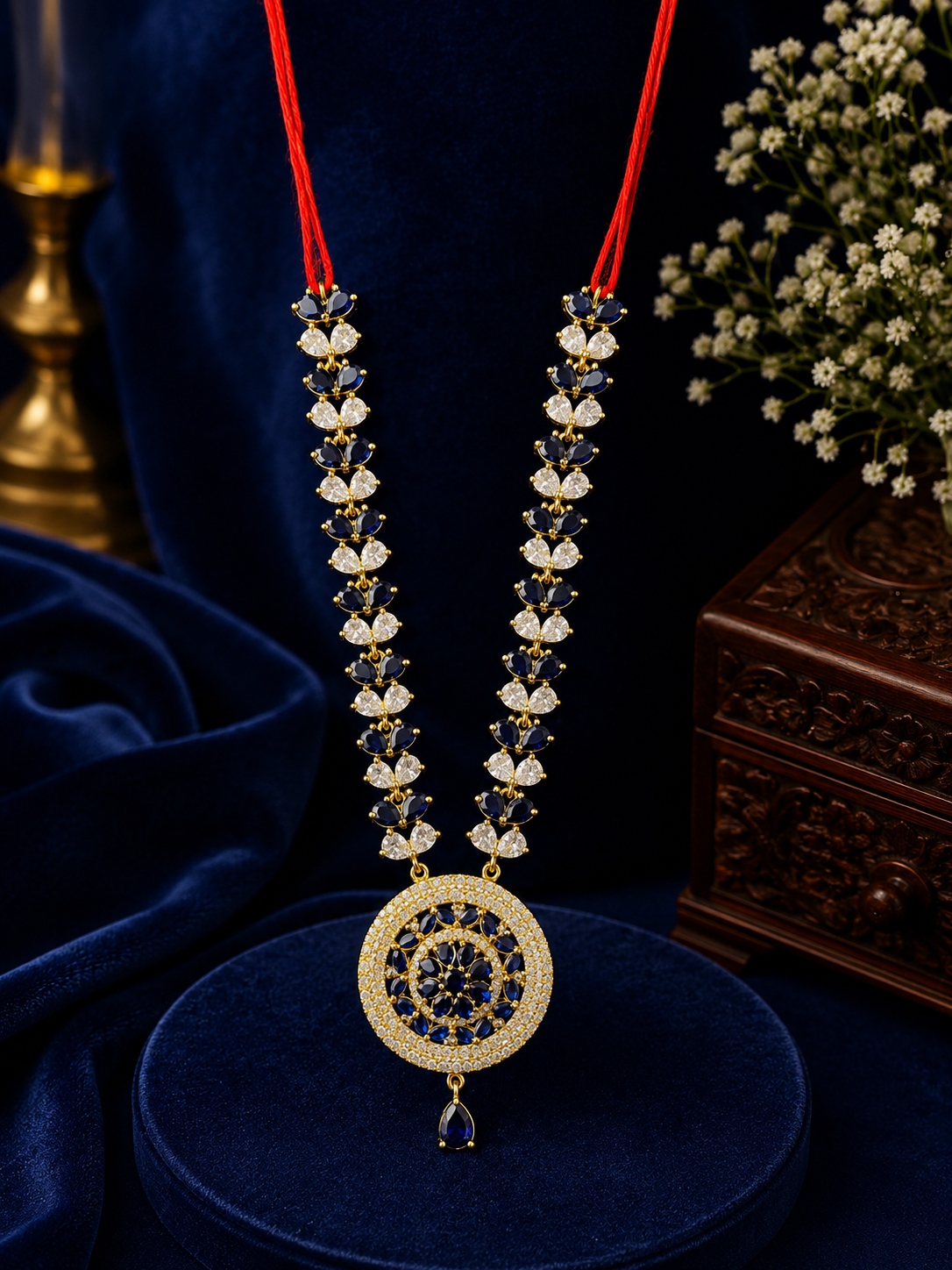 4” AD Stone Jewellery Bule Silver