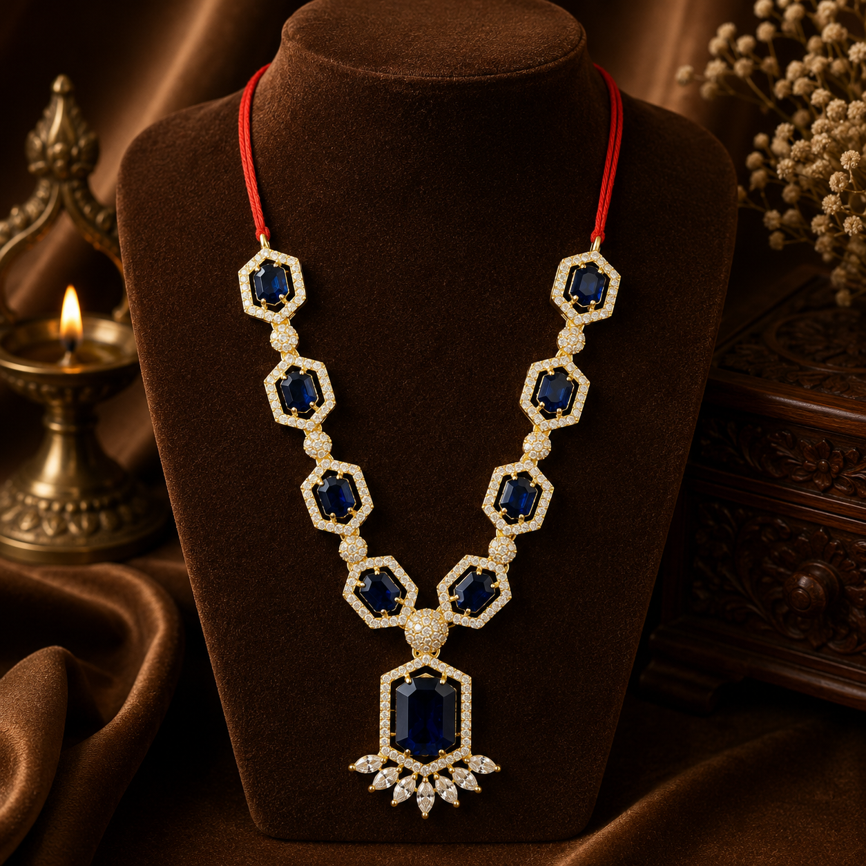 4” AD Stone Jewellery Blue Silver