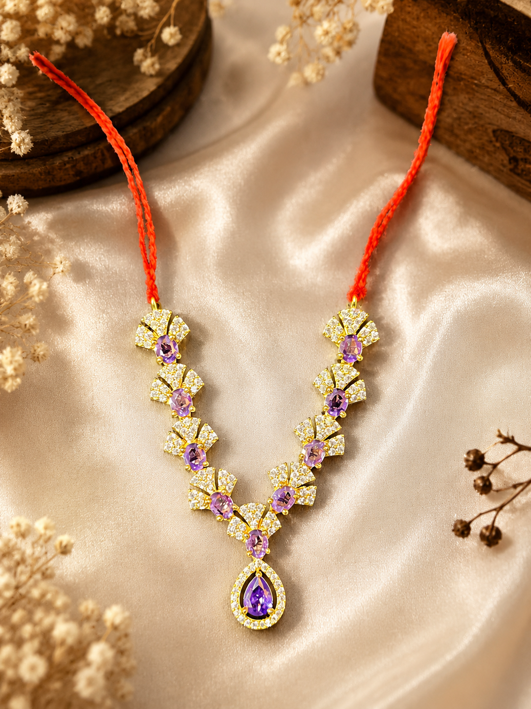 2.5”AD Stone Jewellery Purple Silver